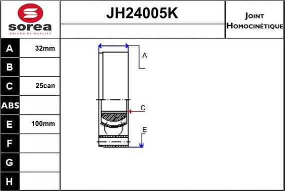 Sera JH24005K - Шарнирный комплект, ШРУС, приводной вал unicars.by