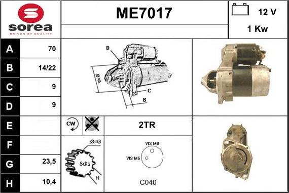 Sera ME7017 - Стартер unicars.by