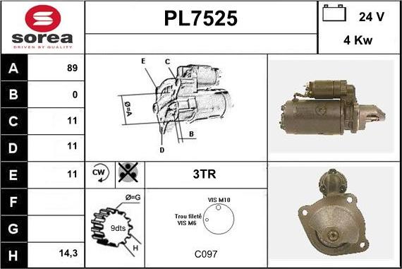 Sera PL7525 - Стартер unicars.by