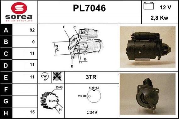 Sera PL7046 - Стартер unicars.by