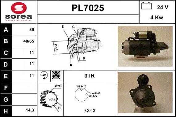 Sera PL7025 - Стартер unicars.by