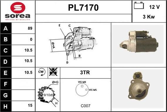 Sera PL7170 - Стартер unicars.by