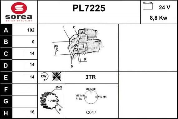 Sera PL7225 - Стартер unicars.by