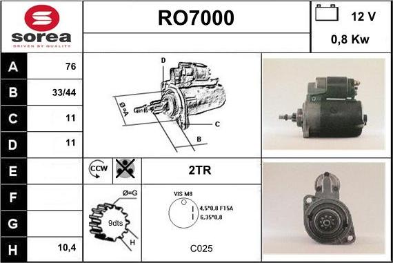 Sera RO7000 - Стартер unicars.by