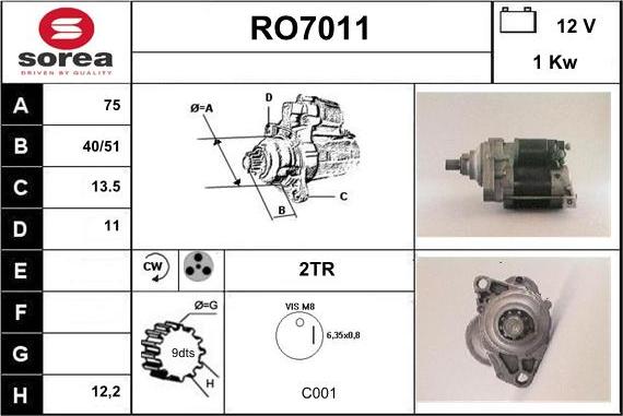 Sera RO7011 - Стартер unicars.by