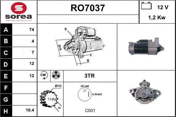 Sera RO7037 - Стартер unicars.by