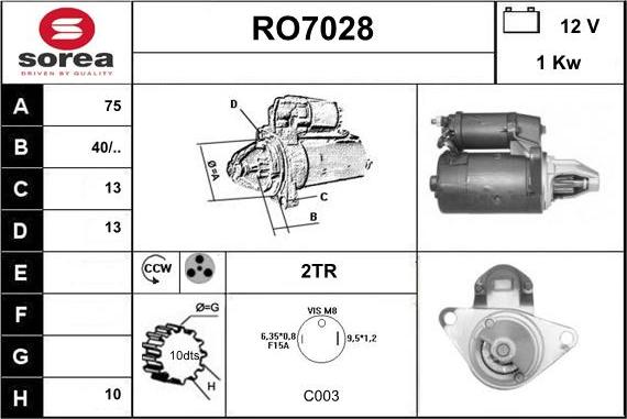 Sera RO7028 - Стартер unicars.by