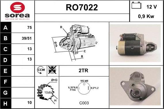 Sera RO7022 - Стартер unicars.by