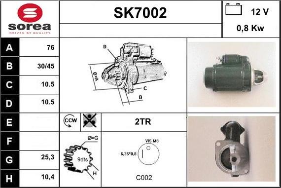 Sera SK7002 - Стартер unicars.by