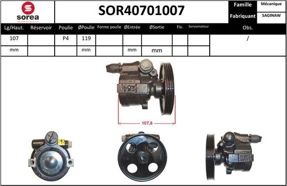 Sera SOR40701007 - Гидравлический насос, рулевое управление, ГУР unicars.by