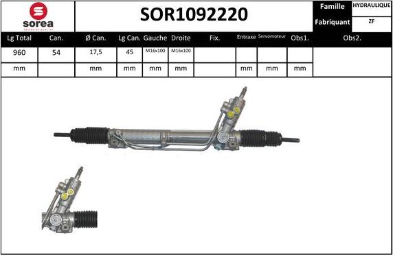 Sera SOR1092220 - Рулевой механизм, рейка unicars.by