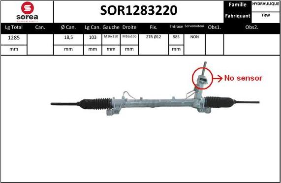 Sera SOR1283220 - Рулевой механизм, рейка unicars.by