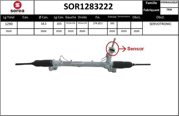 Sera SOR1283222 - Рулевой механизм, рейка unicars.by