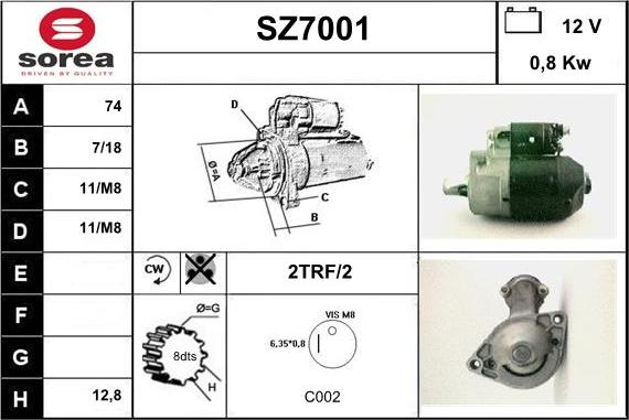 Sera SZ7001 - Стартер unicars.by