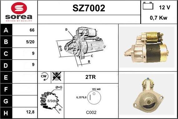 Sera SZ7002 - Стартер unicars.by