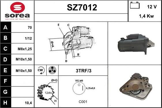 Sera SZ7012 - Стартер unicars.by