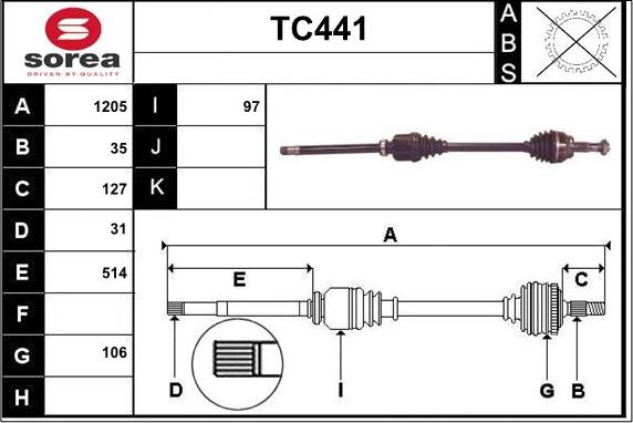 Sera TC441 - Приводной вал unicars.by