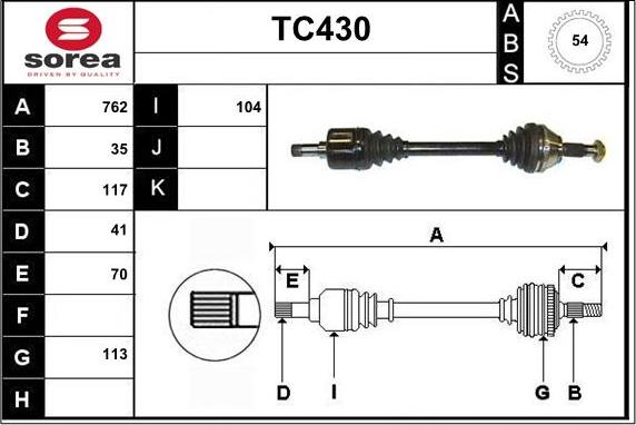 Sera TC430 - Приводной вал unicars.by