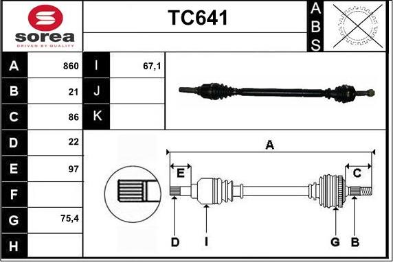 Sera TC641 - Приводной вал unicars.by