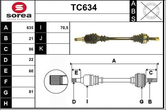 Sera TC634 - Приводной вал unicars.by