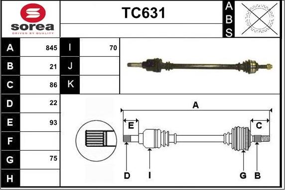 Sera TC631 - Приводной вал unicars.by