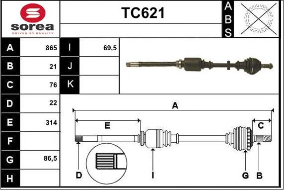 Sera TC621 - Приводной вал unicars.by