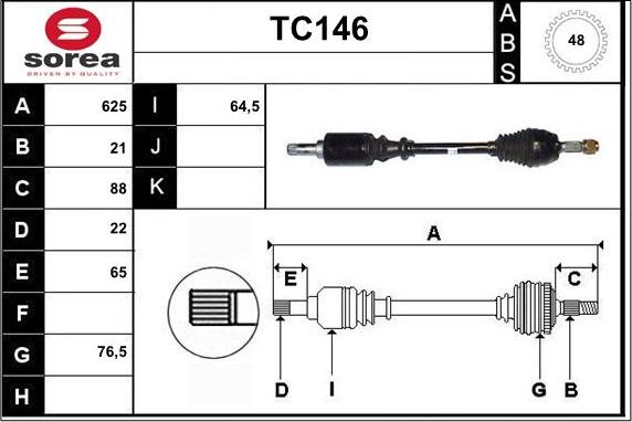 Sera TC146 - Приводной вал unicars.by