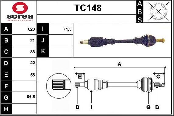 Sera TC148 - Приводной вал unicars.by