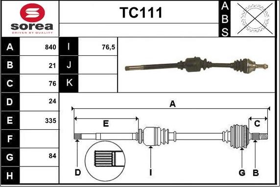 Sera TC111 - Приводной вал unicars.by