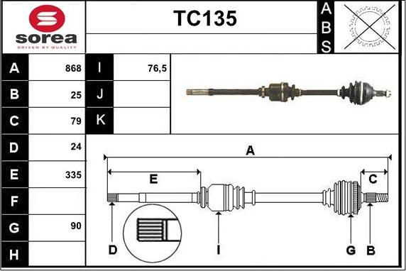 Sera TC135 - Приводной вал unicars.by