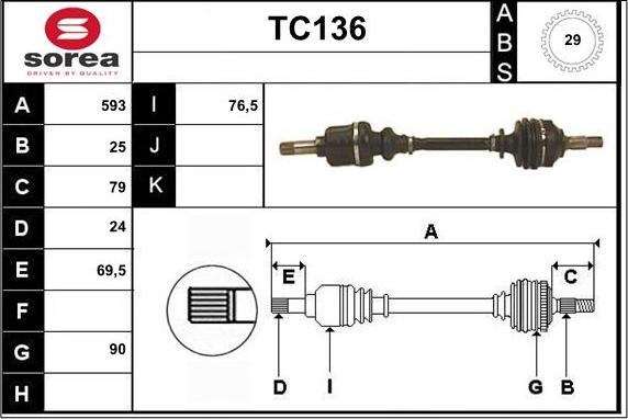 Sera TC136 - Приводной вал unicars.by