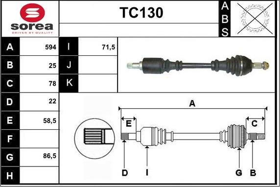 Sera TC130 - Приводной вал unicars.by