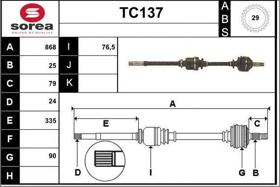 Sera TC137 - Приводной вал unicars.by