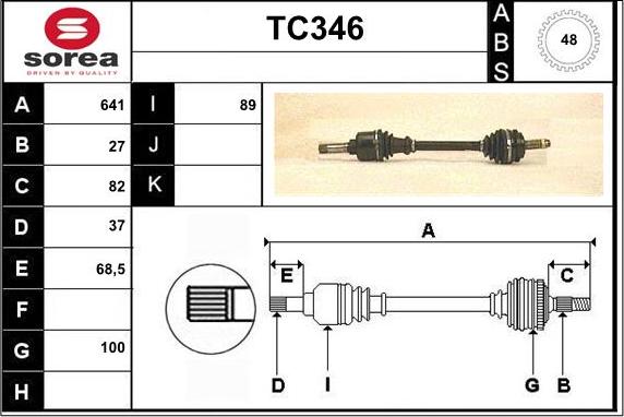 Sera TC346 - Приводной вал unicars.by