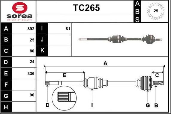 Sera TC265 - Приводной вал unicars.by