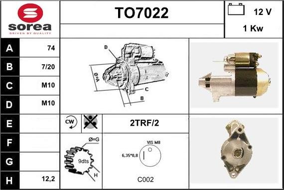 Sera TO7022 - Стартер unicars.by