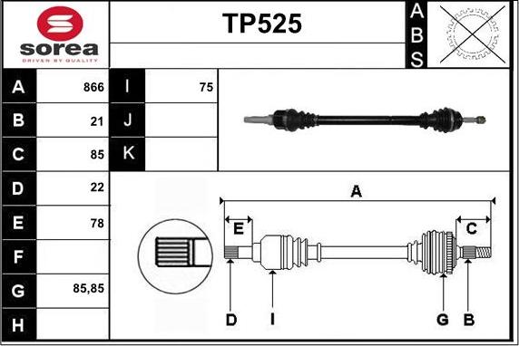 Sera TP525 - Приводной вал unicars.by