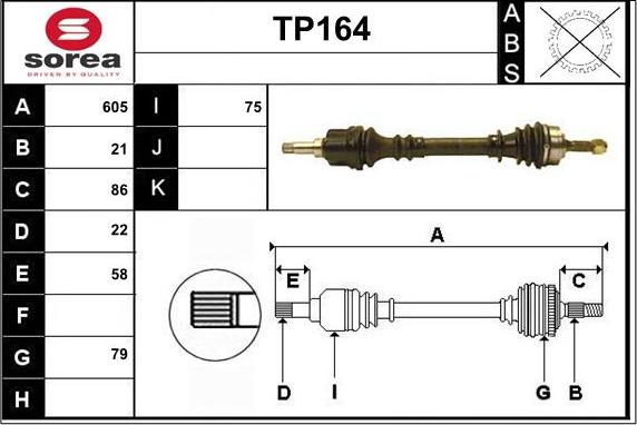 Sera TP164 - Приводной вал unicars.by