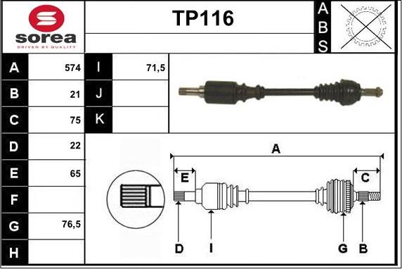 Sera TP116 - Приводной вал unicars.by