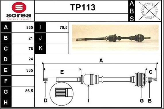 Sera TP113 - Приводной вал unicars.by