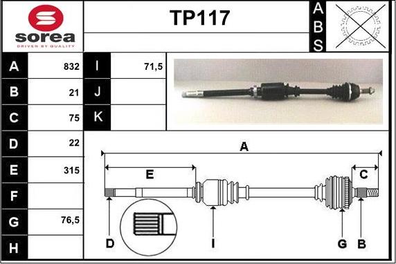 Sera TP117 - Приводной вал unicars.by