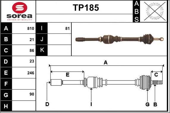 Sera TP185 - Приводной вал unicars.by