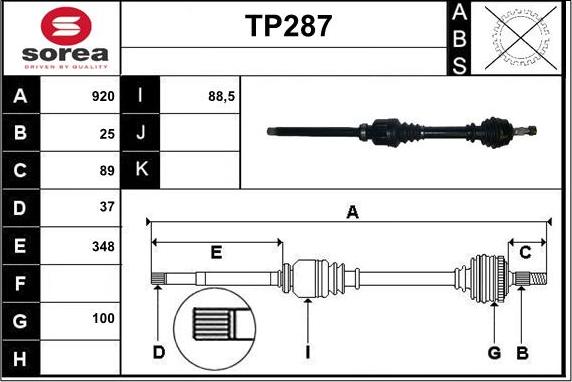 Sera TP287 - Приводной вал unicars.by