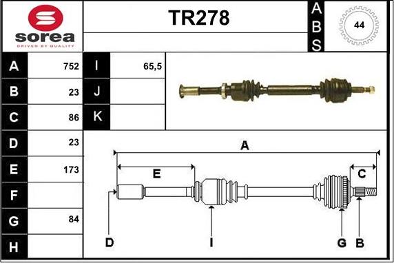 Sera TR278 - Приводной вал unicars.by