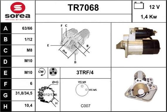 Sera TR7068 - Стартер unicars.by