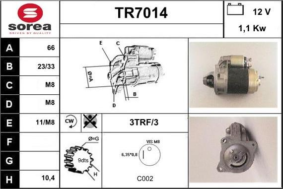 Sera TR7014 - Стартер unicars.by