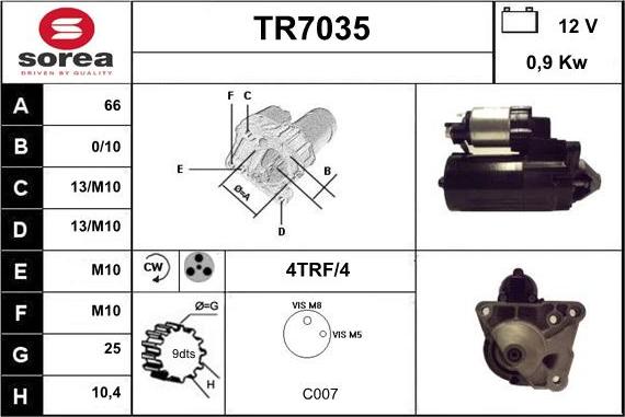 Sera TR7035 - Стартер unicars.by