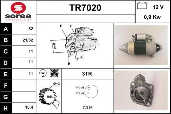 Sera TR7020 - Стартер unicars.by