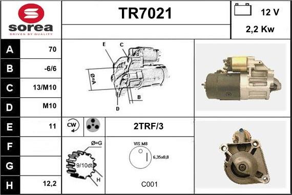 Sera TR7021 - Стартер unicars.by