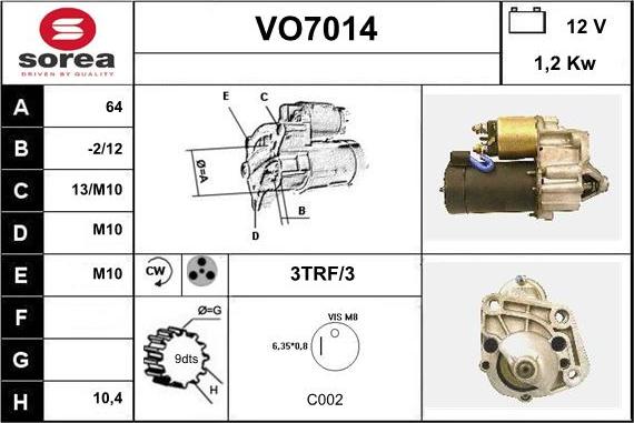 Sera VO7014 - Стартер unicars.by